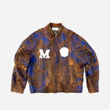 Rubbed leather bomber